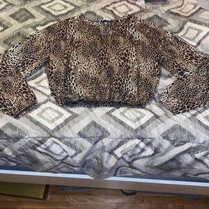 ZARA cheetah patterned crop sweater top